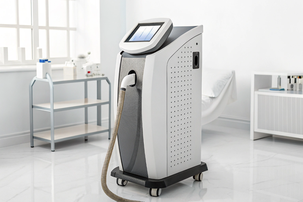 Professional diode laser hair removal machine in modern salon setting