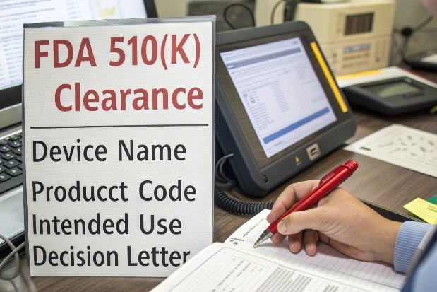 FDA 510k clearance document review on office desk