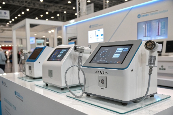 Appareils de beauté médicale avancés exposés sur un stand de salon professionnel (ID#1)