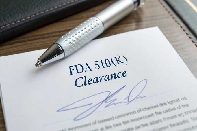 Signed FDA 510(k) clearance document on desk (ID#4)