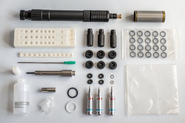 Shockwave tool maintenance kit with nozzles, seals, and lubricants (ID#4)