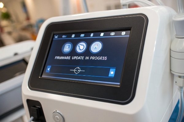 L'appareil affiche la mise à jour du micrologiciel en cours sur l'écran de l'interface utilisateur (ID#5)