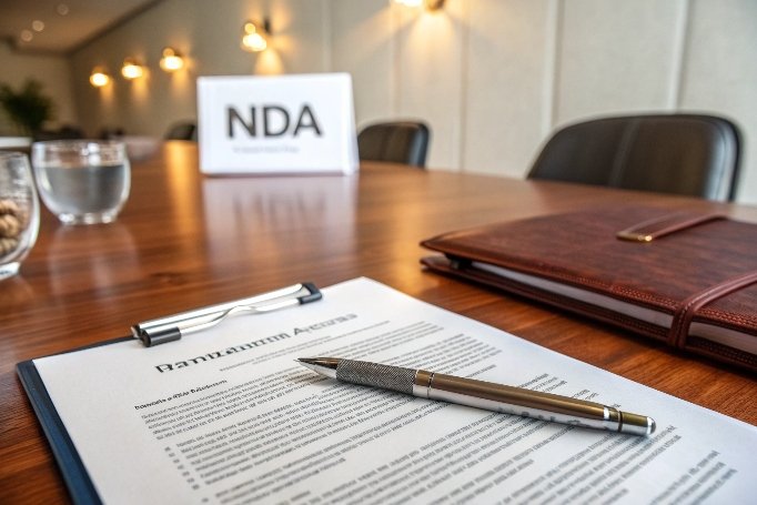 NDA agreement and documents on corporate meeting table (ID#5)