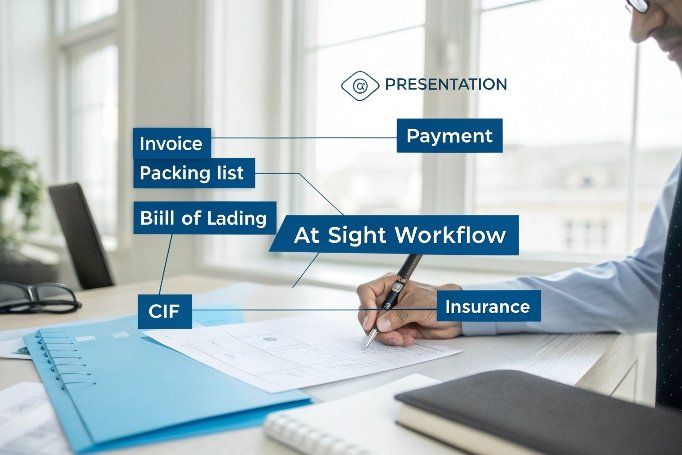 رسم بياني لسير عمل الدفع عند الاطلاع مع مستندات تجارية (ID#5)