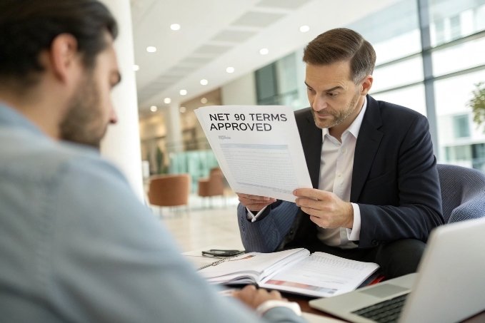 Homme d'affaires approuvant les conditions commerciales nettes 90 (ID#5)