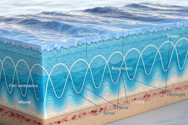 Medical illustration showing skin layers during acoustic wave therapy (ID#3)