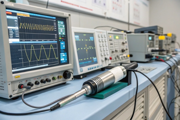 Shockwave therapy device undergoing signal calibration in laboratory (ID#4)
