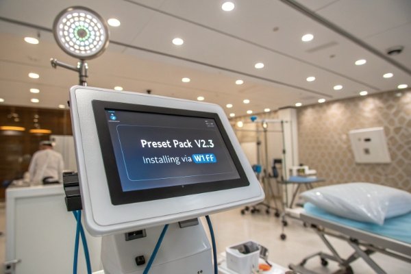 آلة الموجات الصدمية تقوم بتحديث حزمة الإعداد المسبق عبر الواي فاي في غرفة سريرية (ID#5)
