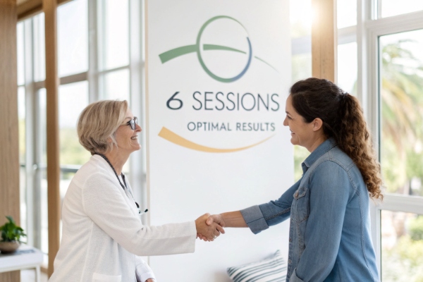 Smiling doctor and patient shaking hands after a successful treatment plan (ID#1)