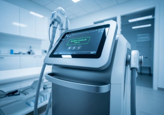 Wide-angle shot of a KMSLASER beauty device in a professional clinic (ID#1)