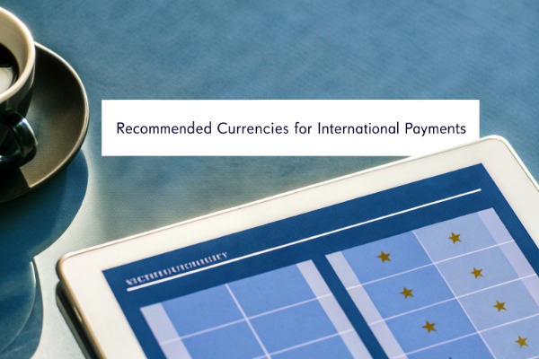 Devises de paiement Tablette affichant les devises recommandées pour les paiements (ID#3)