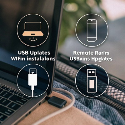 Icônes de mise à jour USB sur le clavier d'un ordinateur portable (ID#3)