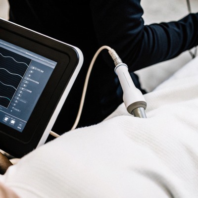 Close-up of ultrasound therapy device in use (ID#3)