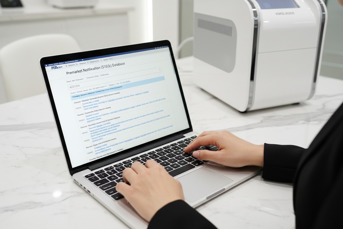 Suche in der offiziellen FDA 510(k)-Datenbank zur Überprüfung der Lieferantenfreigabe und Geräteklassifizierung (ID#2)