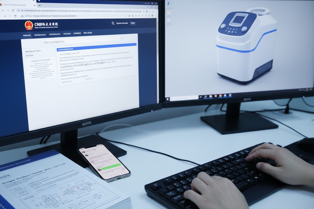 Überprüfung offizieller Patentdatenbanken zur Verifizierung des Lieferantenbesitzes von Patenten für das Design von Stoßwellenmaschinen (ID#2)