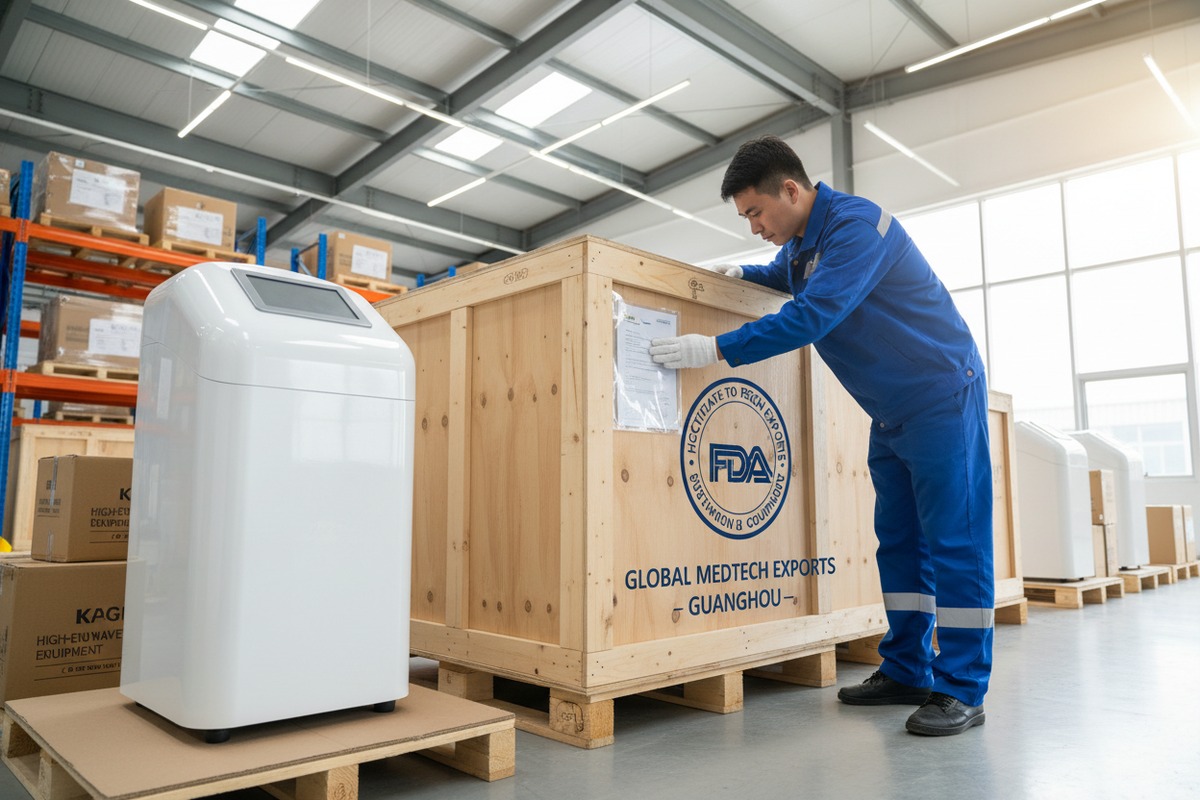 Required export licenses and FDA certificates for shipping shockwave equipment to the US (ID#3)