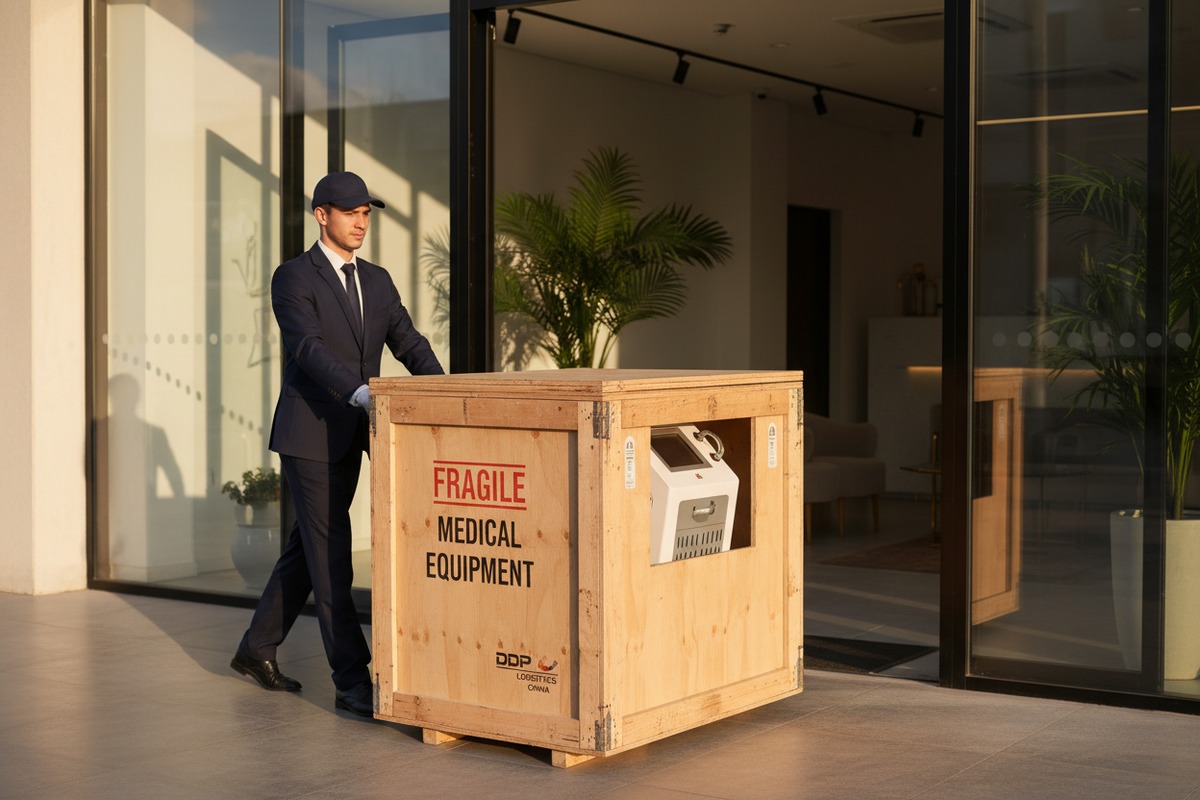 EXW vs Door-to-Door Logistics Comparison of EXW logistics and door-to-door shipping for shockwave therapy machine samples (ID#3)