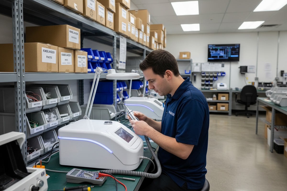 Questions for suppliers regarding shockwave therapy machine repair turnaround times and local service options (ID#3)