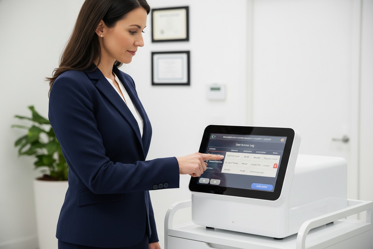 Using password lock settings to control staff access to shockwave therapy machines (ID#2)