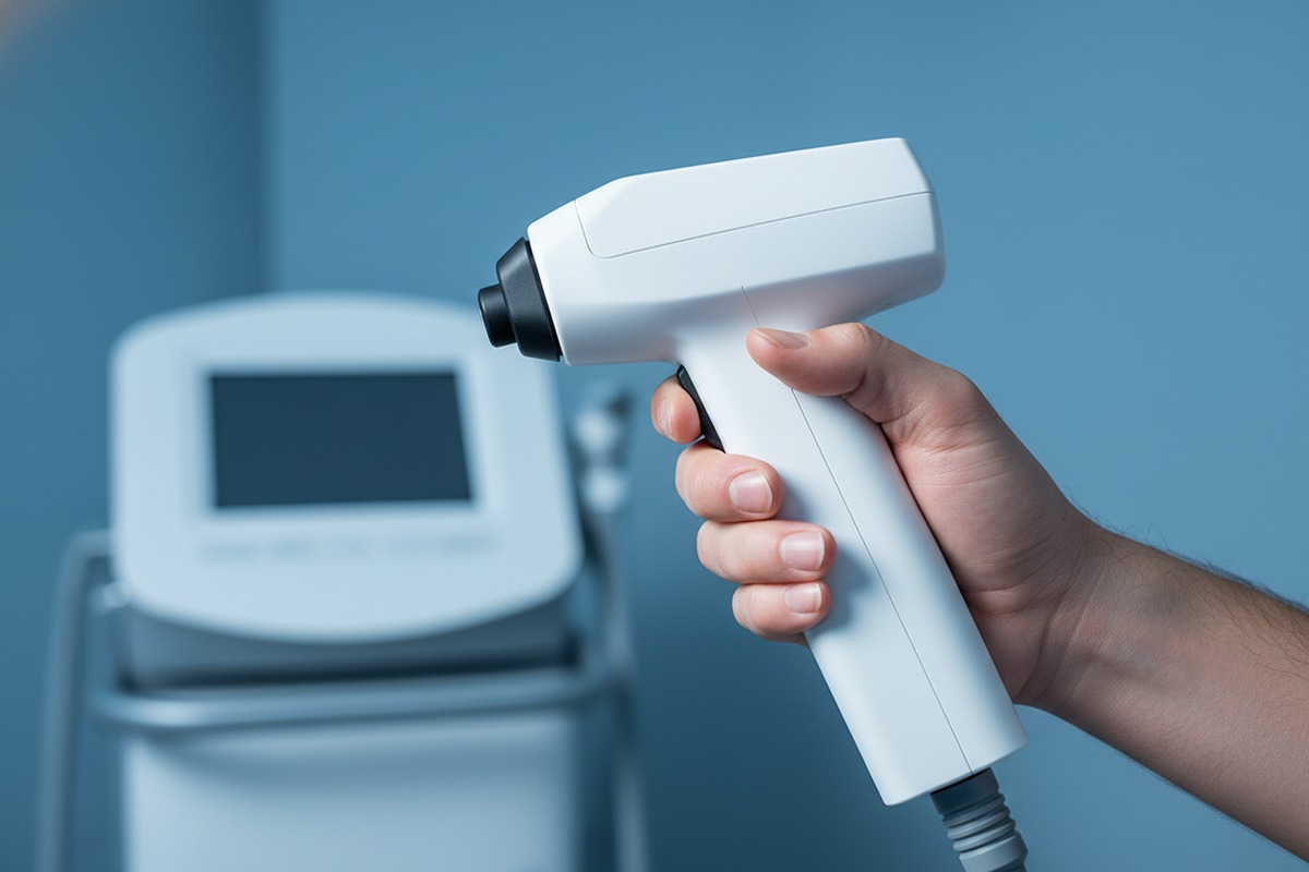 Custom ergonomic modifications for private label shockwave therapy handpieces including grip adjustments (ID#4)