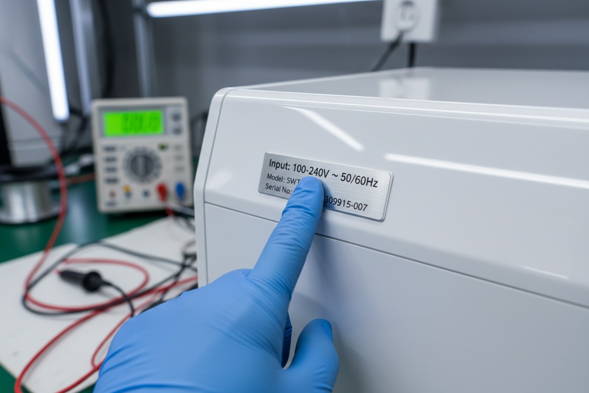 Compatibilidad de Estándares Eléctricos Verificación de la compatibilidad de voltaje y frecuencia de la máquina de ondas de choque con los estándares eléctricos internacionales (ID#2)