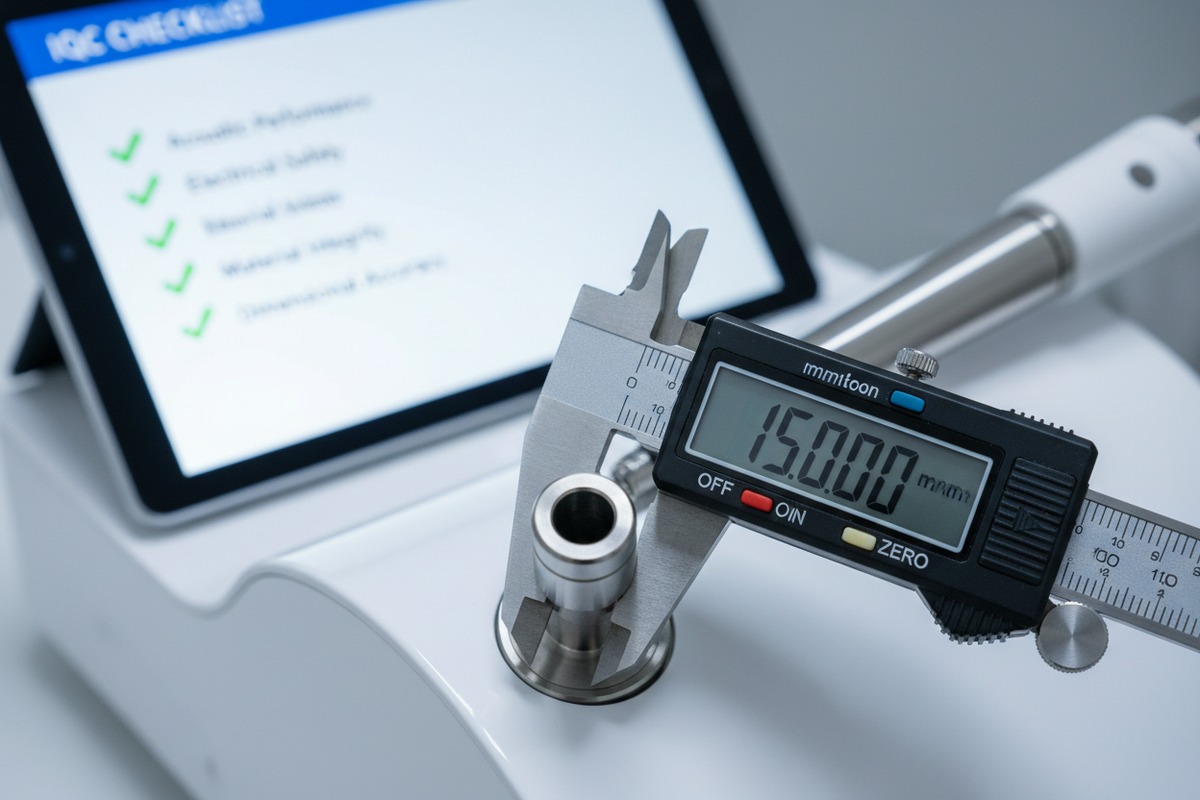Wesentliche IQC-Checklisten für Stoßwellenmaschinenteile, einschließlich Materialzertifizierungen und elektrischer Sicherheitstests (ID#2)