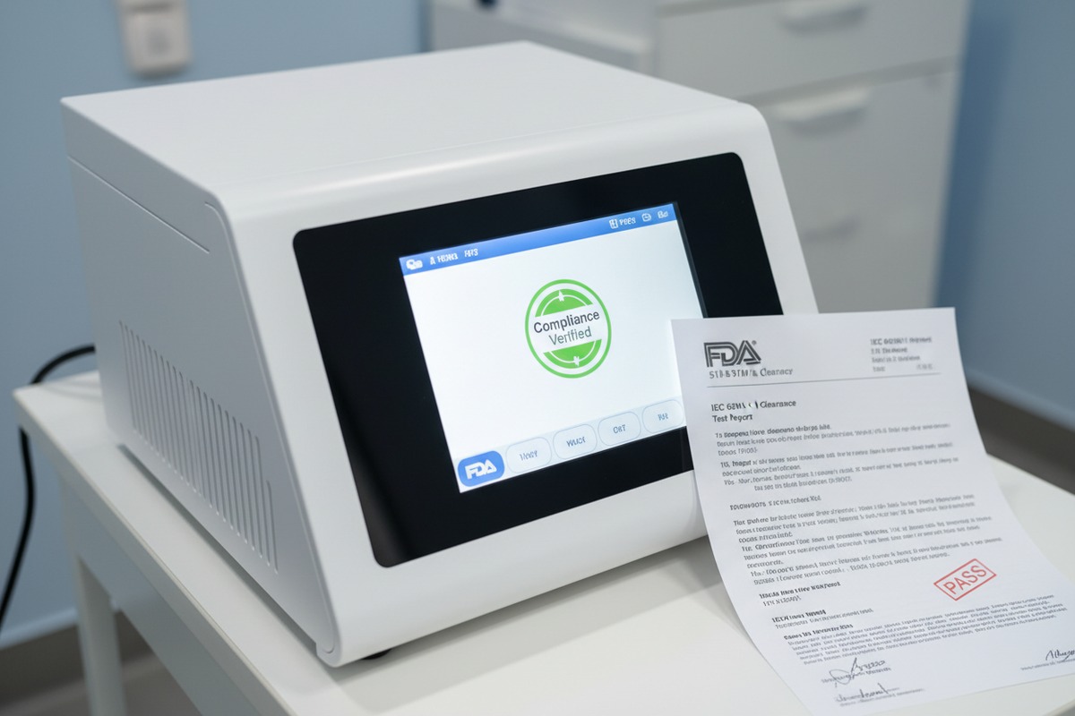 Основные сертификаты безопасности США, включая разрешение FDA и стандарты IEC для аппаратов ударно-волновой терапии (ID#2)