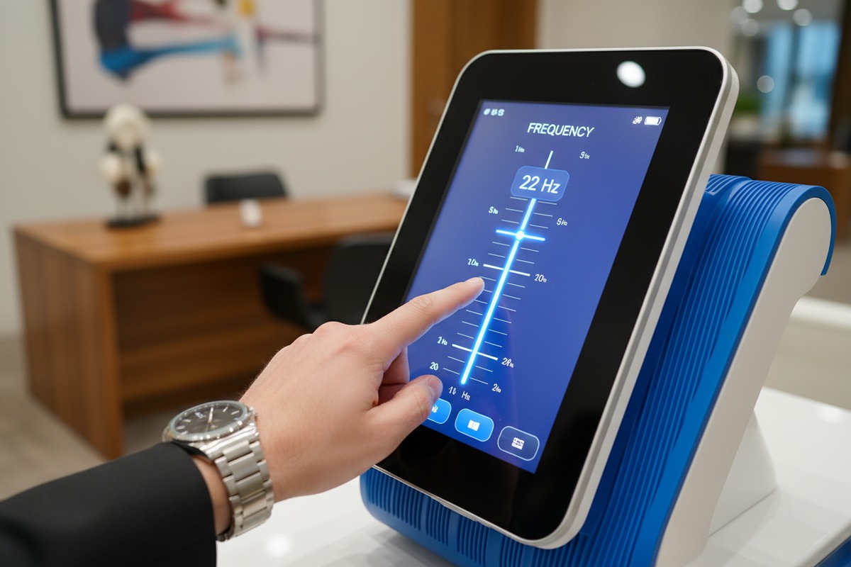 Профессиональный аппарат ударно-волновой терапии с диапазоном частот 1-22 Гц и элементами управления для регулировки в реальном времени (ID#2)