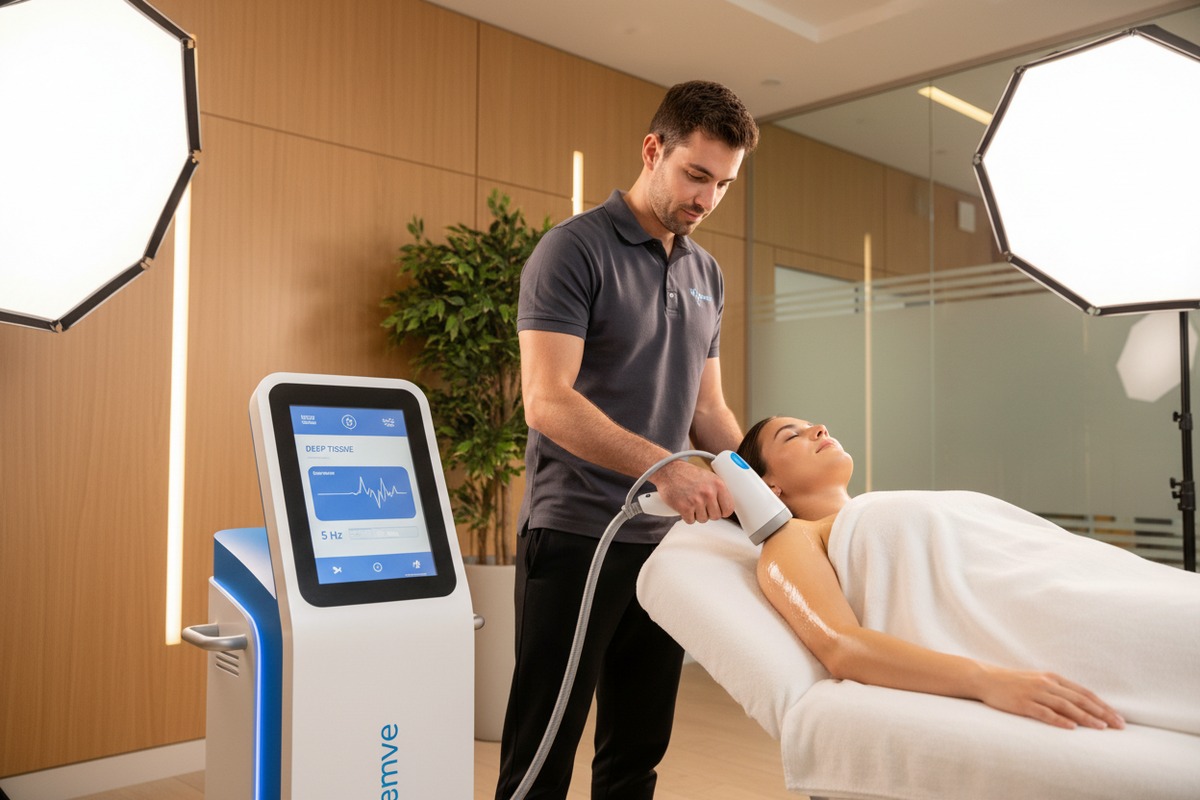 Настройка параметров частоты ударно-волновой терапии для повышения эффективности лечения и глубины проникновения для клиентов (ID#3)