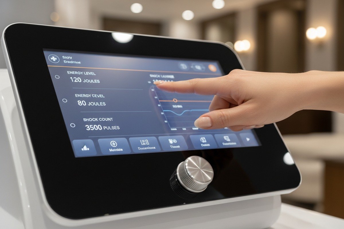 Tracking client treatment history using the shockwave machine's built-in patient management system interface (ID#2)