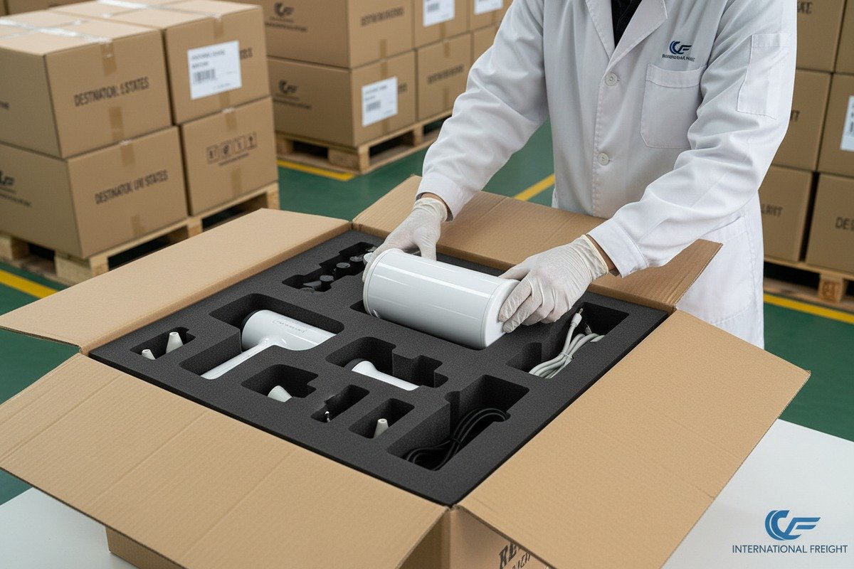 Durable materials like EVA foam and corrugated cardboard for international transit protection (ID#3)