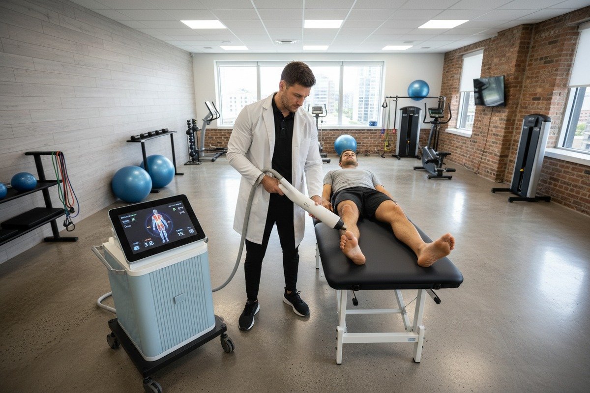 Choosing between radial and focused shockwave therapy equipment based on professional wattage requirements (ID#2)