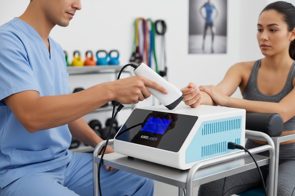 Custom branded shockwave therapy equipment with private labeling and localized user interface design (ID#4)