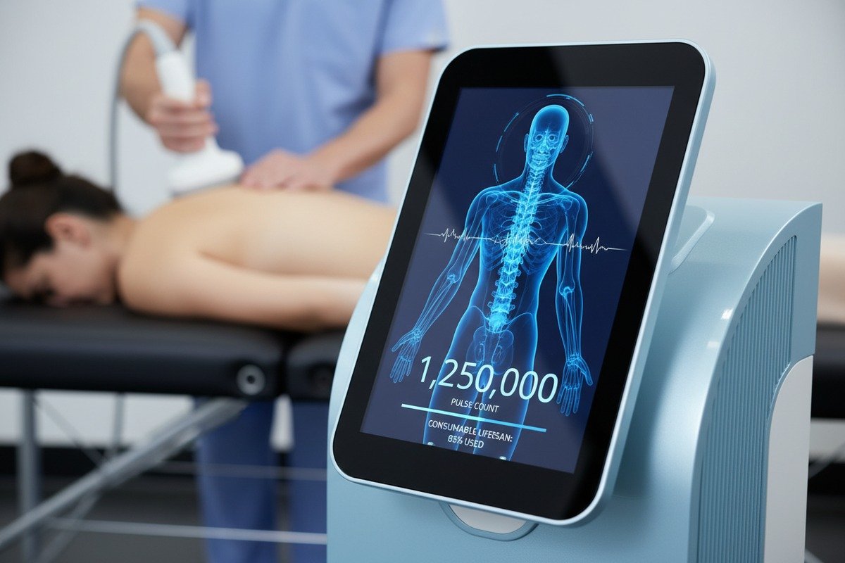 Shockwave handle revision kit showing projectiles and O-rings for long-term pulse delivery (ID#3)