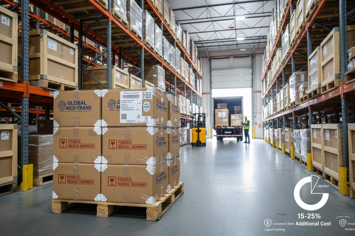 Factoring hidden logistics and door-to-door shipping costs into shockwave machine procurement budgets (ID#3)