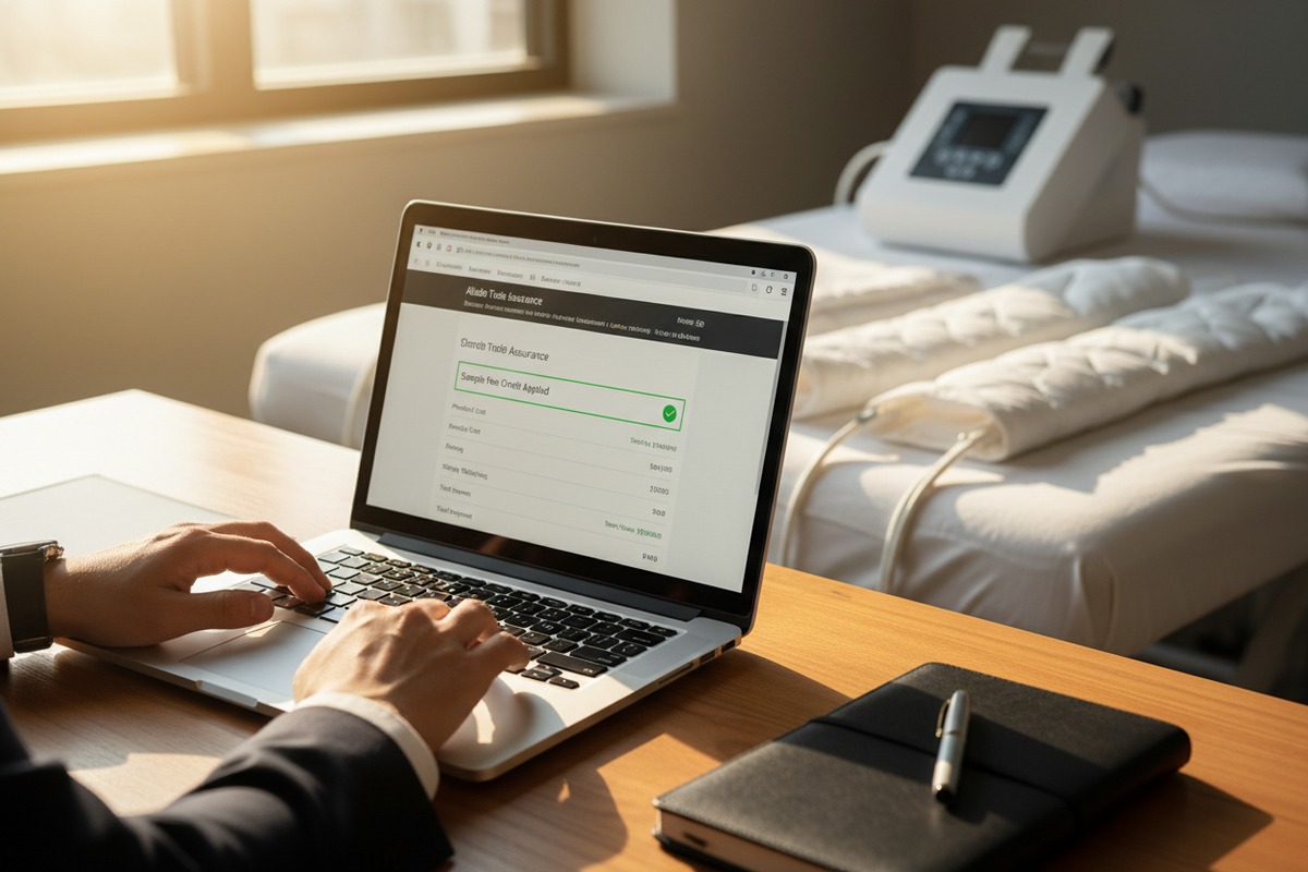 Securing pressotherapy machine sample fee credits through written confirmation and protected payment channels (ID#2)