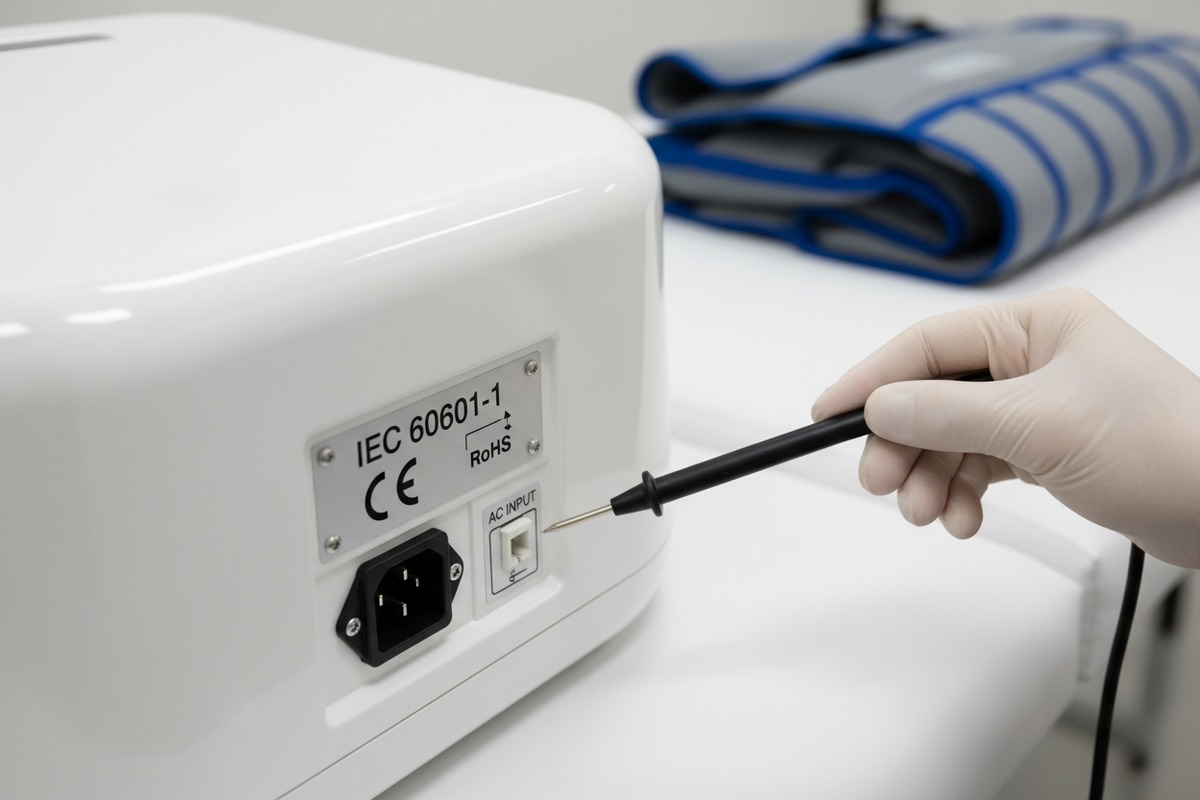 Normes techniques pour les machines de pressothérapie, y compris la norme IEC 60601-1 et les tests de sécurité électrique (ID#3)