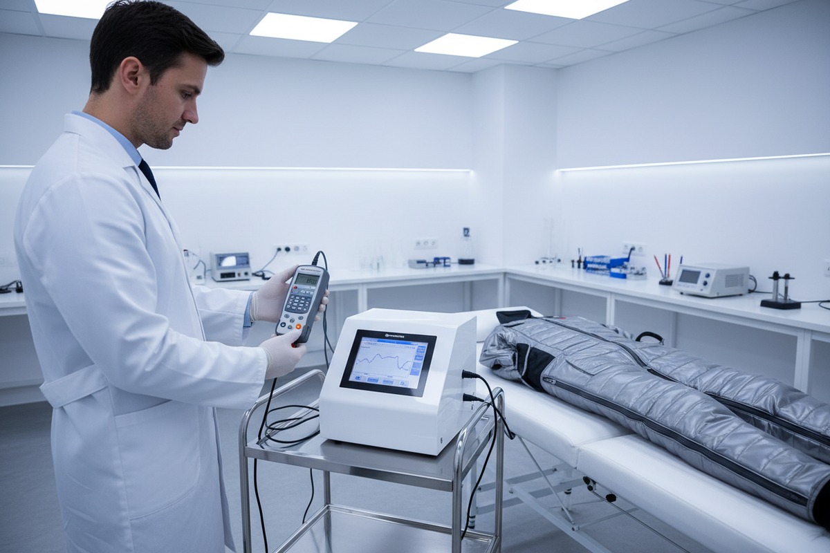 Überprüfung des Energieverbrauchs von Pressotherapie-Geräten anhand von Stromverbrauchstabellen und kalibrierten Analysatoren (ID#2)