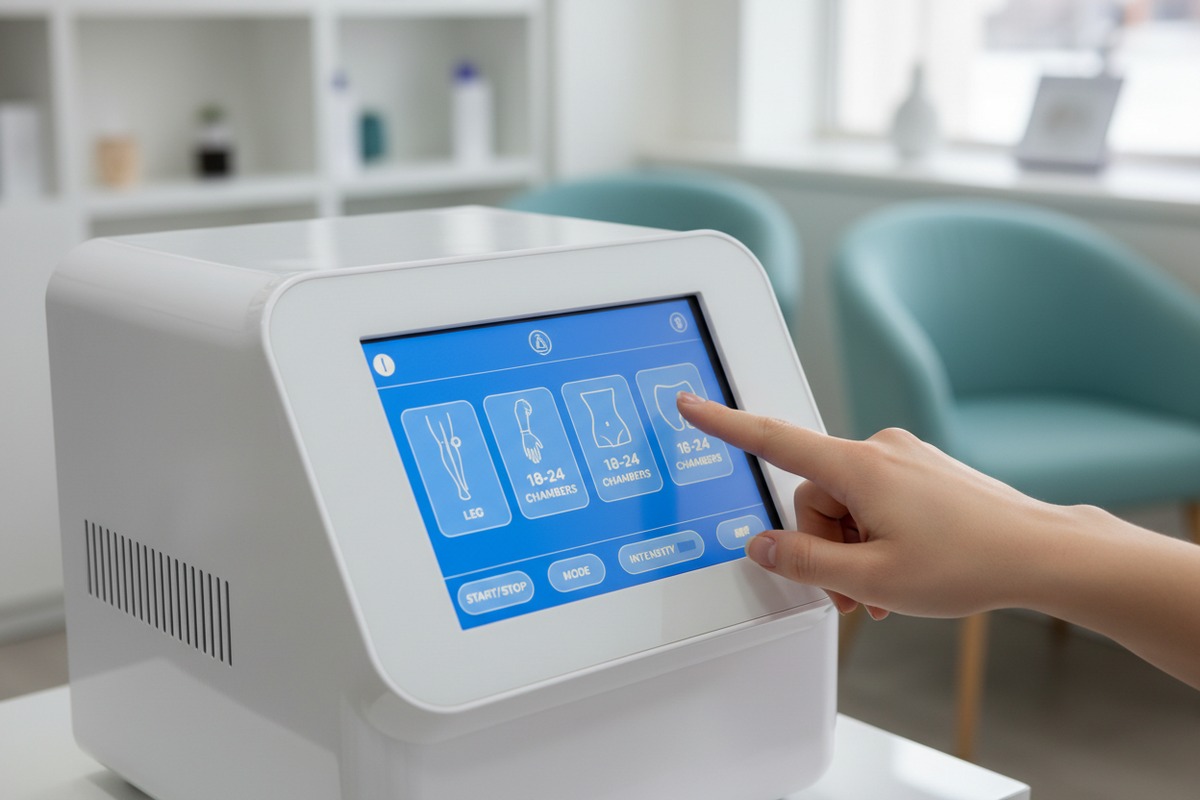 Fortschrittliche Pressotherapie-Maschine mit OLED-Display und Luftkammern für studierendenfreundliche klinische Ergebnisse (ID#2)