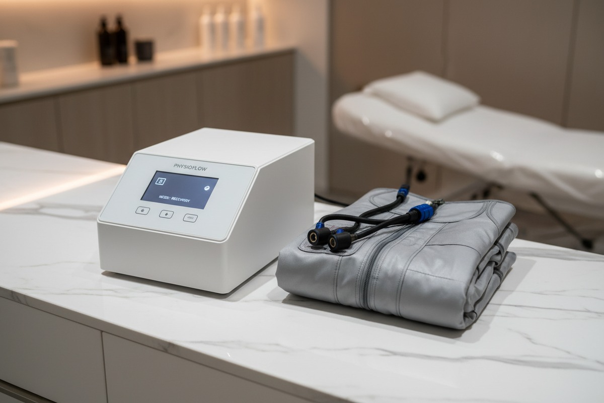 Abmessungen von US-Salonböden Kompakte Pressotherapie-Maschinen im Private-Label-Design, passend unter Standard-Arbeitsplatten von US-Salons (ID#5)