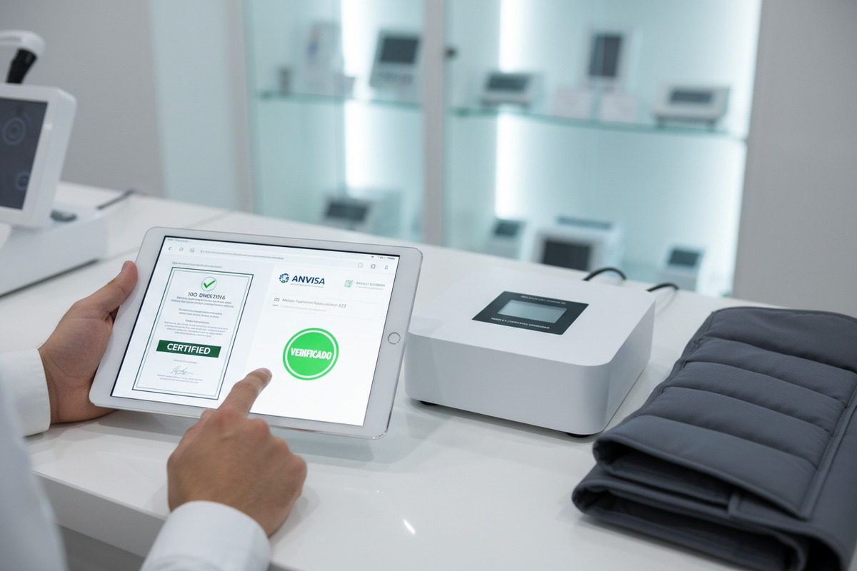 Verifying ISO 13485 and ANVISA certifications for importing pressotherapy machines into South America (ID#2)