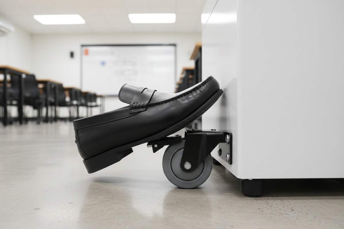 Mécanismes de verrouillage sécurisés des roulettes Vérification des mécanismes de verrouillage sécurisés pour maintenir la stabilité des machines de pressothérapie lors de démonstrations professionnelles (ID#4)